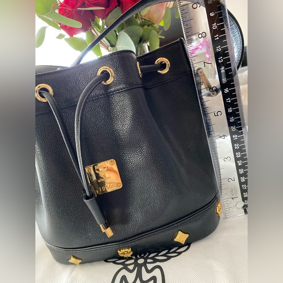Authentic MCM Black leather Bucket Bag - Picture 10 of 12